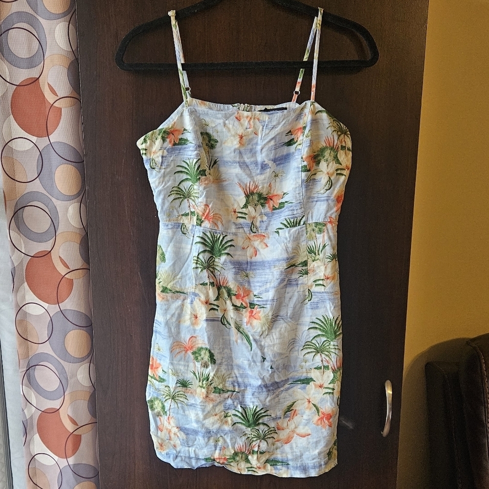 Forever 21 Tropical Print Mini Dress - Blue and Green